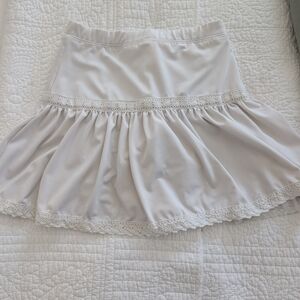 Elegant White Lace Trim Skirt
